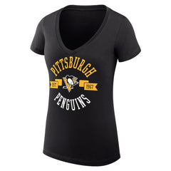 Pittsburgh Penguins G-III 4Her by Carl Banks Women's Super-Slim Fit Lightweight City Graphic V-Neck T-Shirt Black