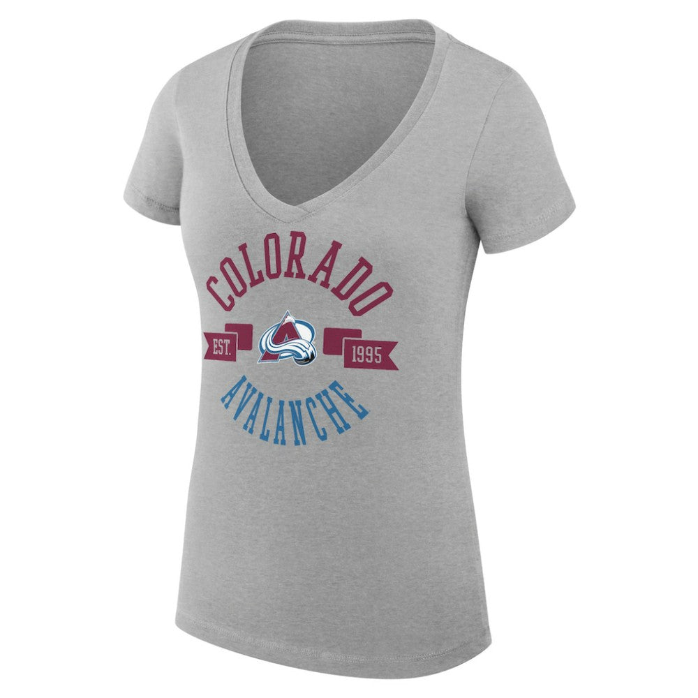 Colorado Avalanche - G-III 4Her by Carl Banks Women's Super-Slim Fit Lightweight City Graphic V-Neck T-Shirt Heather Gray