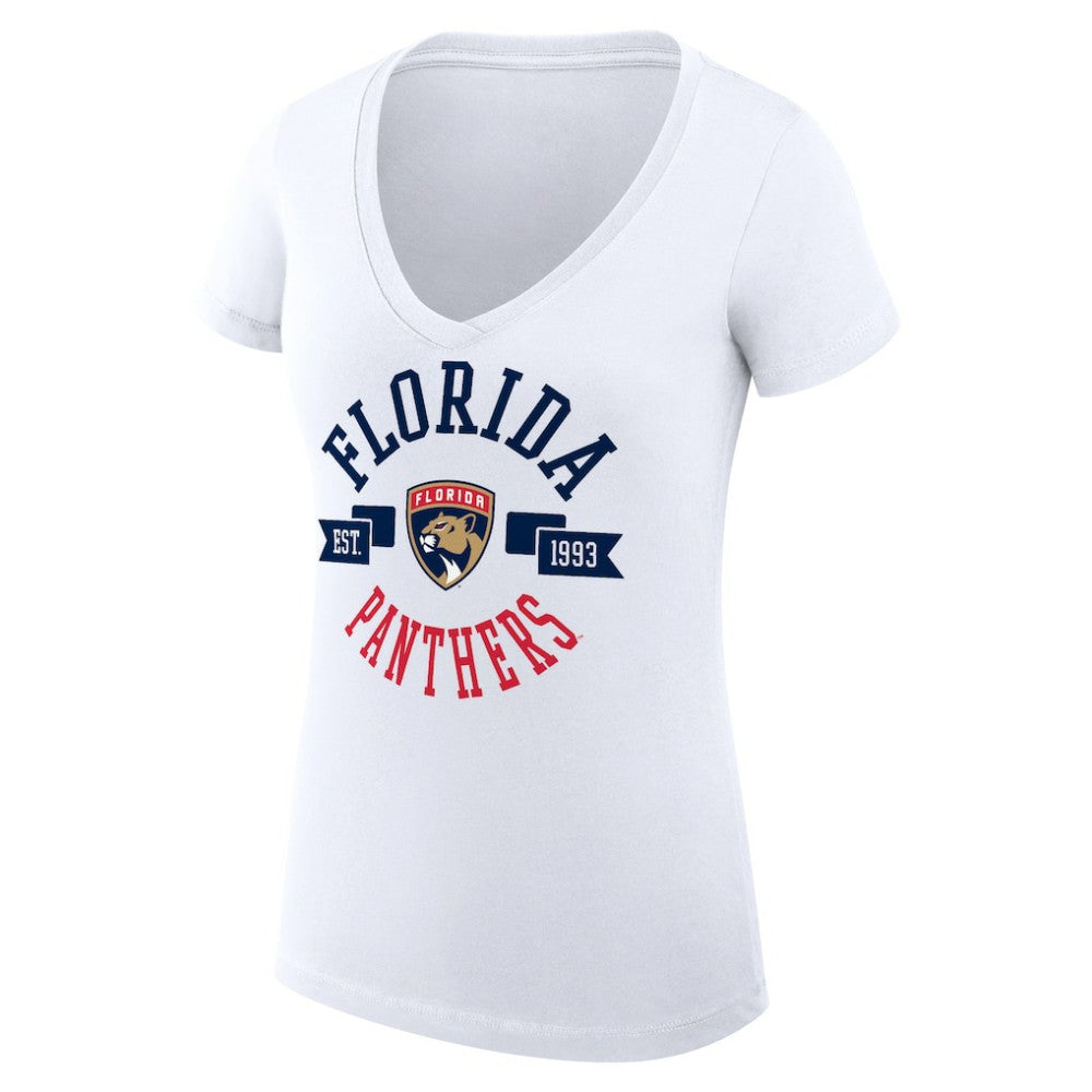 Florida Panthers - G-III 4Her by Carl Banks Women's Super-Slim Fit Lightweight City Graphic V-Neck T-Shirt White