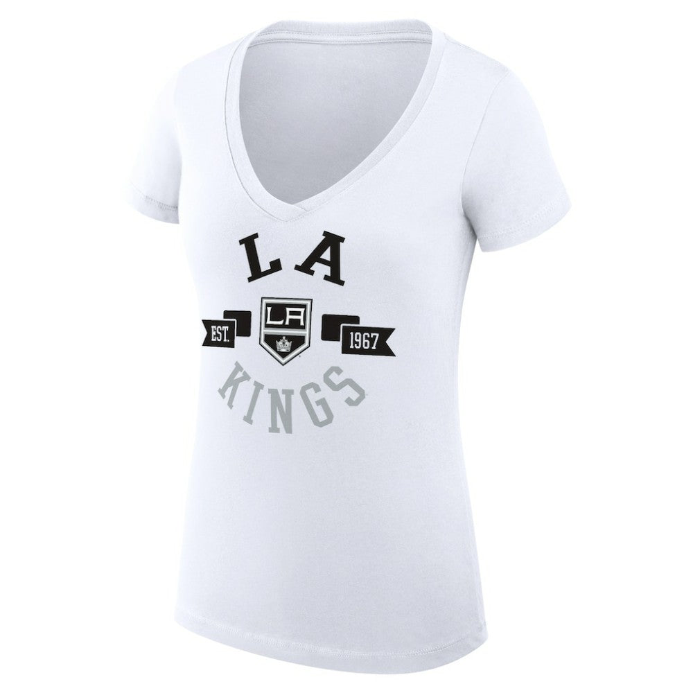 Los Angeles Kings - G-III 4Her by Carl Banks Women's Super-Slim Fit Lightweight City Graphic V-Neck T-Shirt White