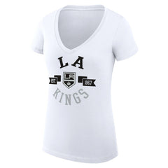 Los Angeles Kings - G-III 4Her by Carl Banks Women's Super-Slim Fit Lightweight City Graphic V-Neck T-Shirt White
