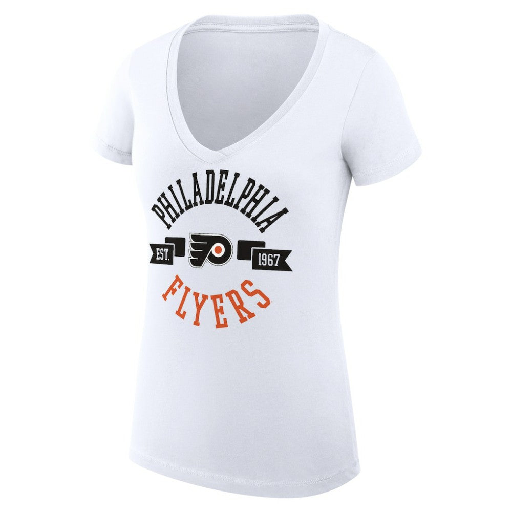 Philadelphia Flyers - G-III 4Her by Carl Banks Women's Super-Slim Fit Lightweight City Graphic V-Neck T-Shirt White