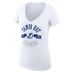 Tampa Bay Lightning - G-III 4Her by Carl Banks Women's Super-Slim Fit Lightweight City Graphic V-Neck T-Shirt White
