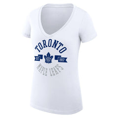 Toronto Maple Leafs - G-III 4Her by Carl Banks Women's Super-Slim Fit Lightweight City Graphic V-Neck T-Shirt White