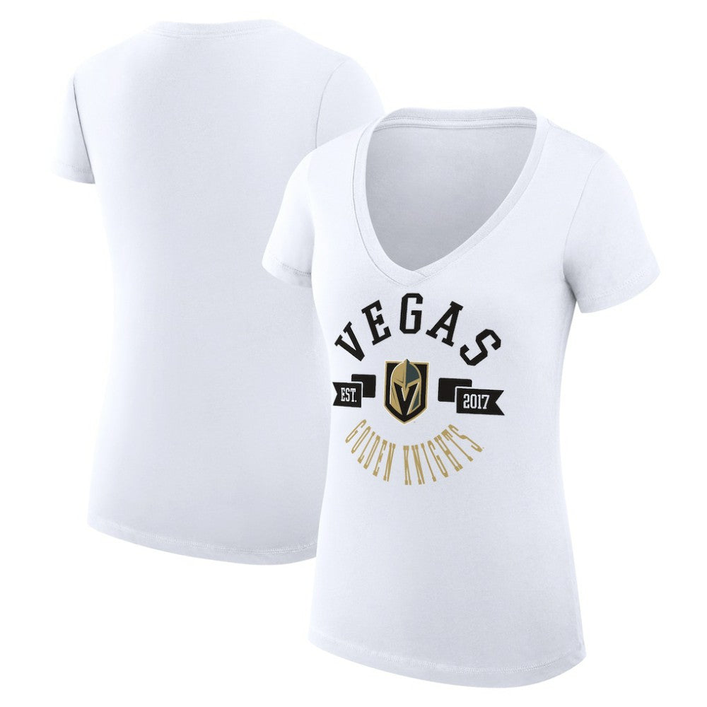 Vegas Golden Knights G-III 4Her by Carl Banks Women's Super-Slim Fit Lightweight City Graphic V-Neck T-Shirt White