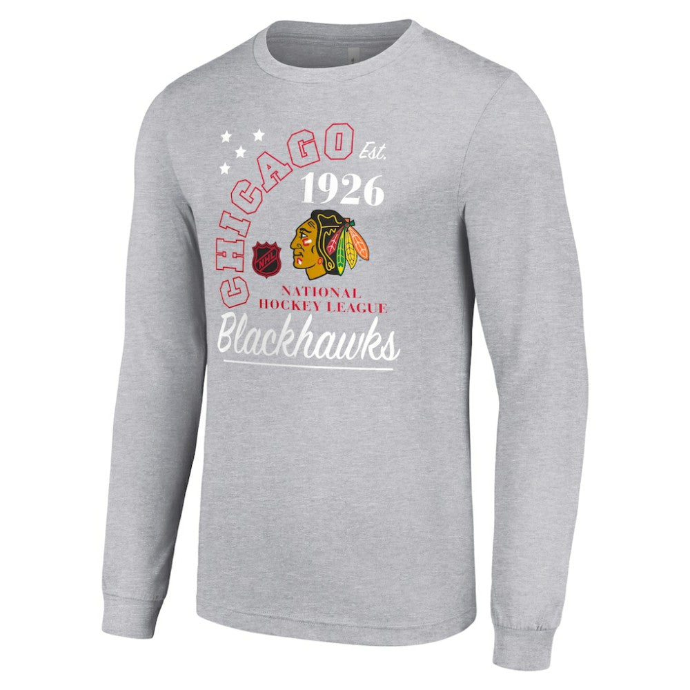 Chicago Blackhawks Starter Arch City Theme Graphic Long Sleeve T-Shirt Heather Gray