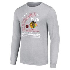 Chicago Blackhawks Starter Arch City Theme Graphic Long Sleeve T-Shirt Heather Gray