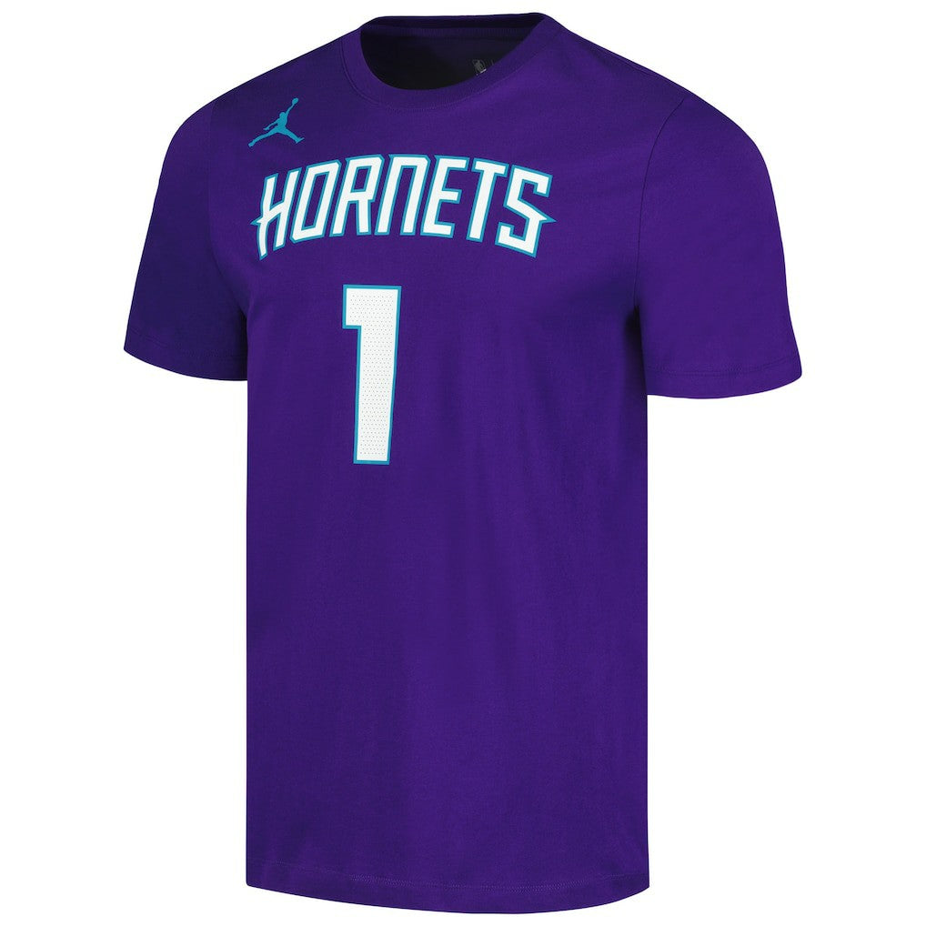 NBA - LaMelo Ball Charlotte Hornets Jordan Brand 2022/23 Statement Edition Name & Number T-Shirt - Purple