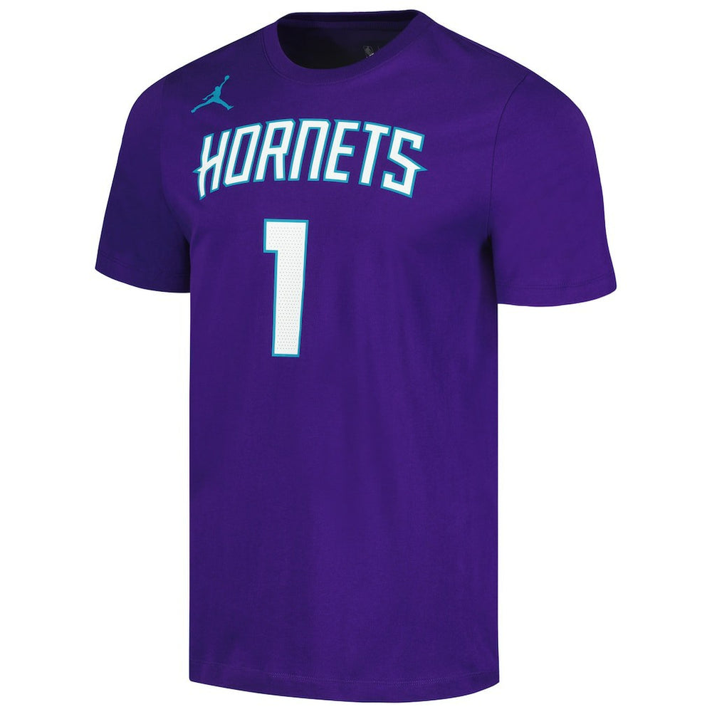 NBA - LaMelo Ball Charlotte Hornets Jordan Brand 2022/23 Statement Edition Name & Number T-Shirt - Purple