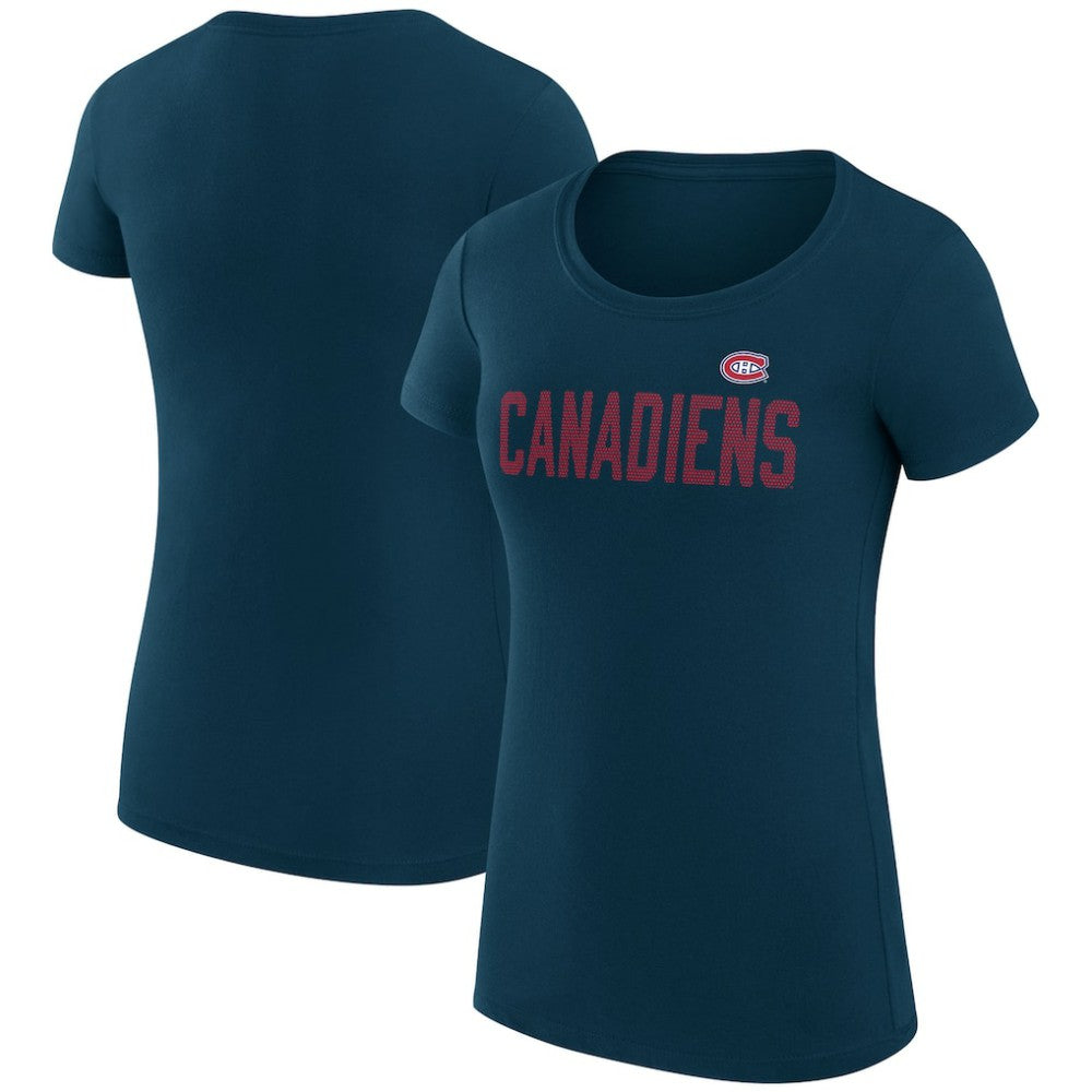 Montreal Canadiens - G-III 4Her by Carl Banks Women's Super-Slim Fit Lightweight Dot Print Team T-Shirt Navy