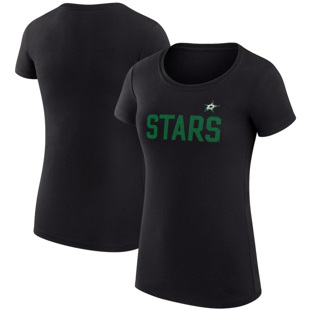Dallas Stars - G-III 4Her by Carl Banks Women's Super-Slim Fit Lightweight Dot Print Team T-Shirt Black