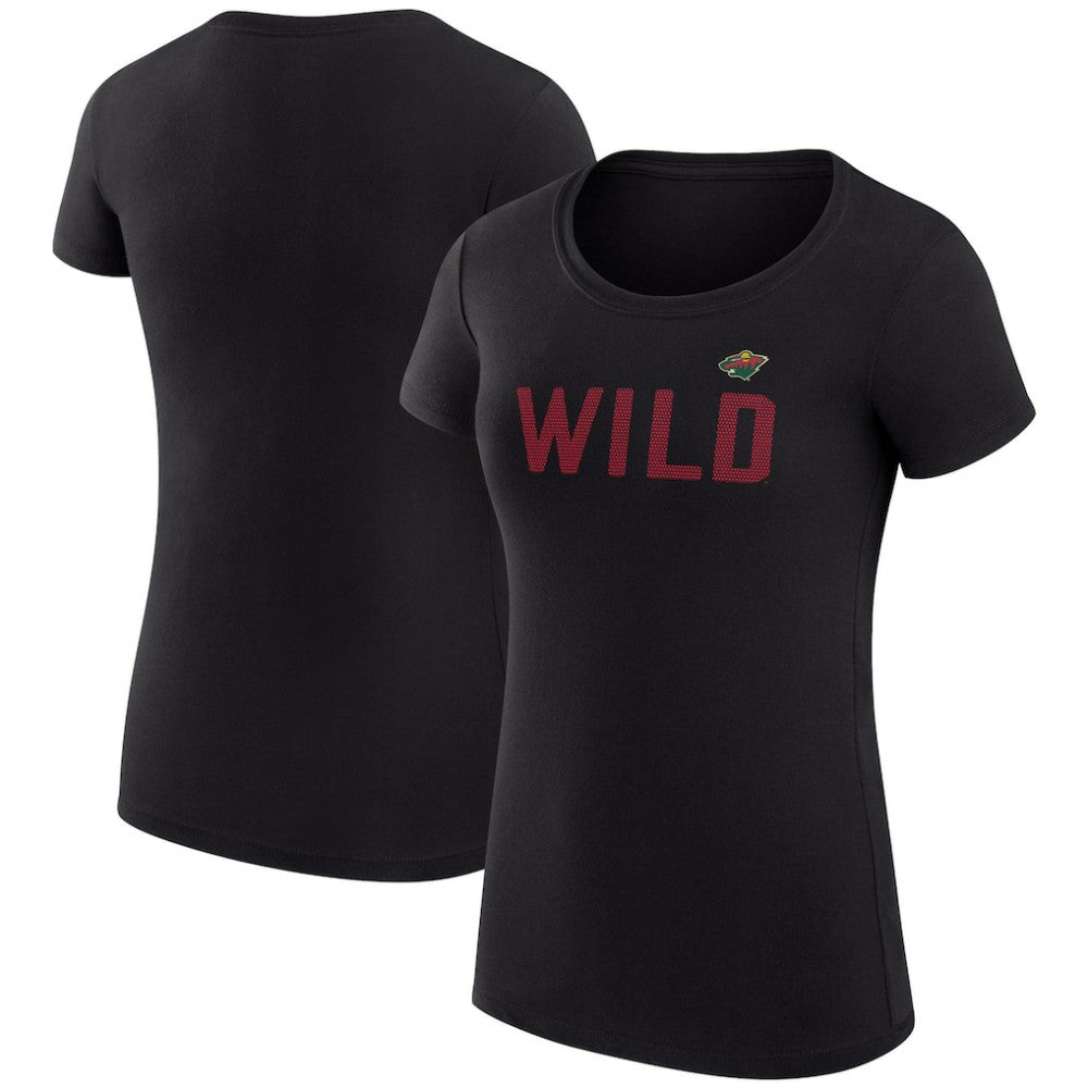 Minnesota Wild - G-III 4Her by Carl Banks Women's Super-Slim Fit Lightweight Dot Print Team T-Shirt Black