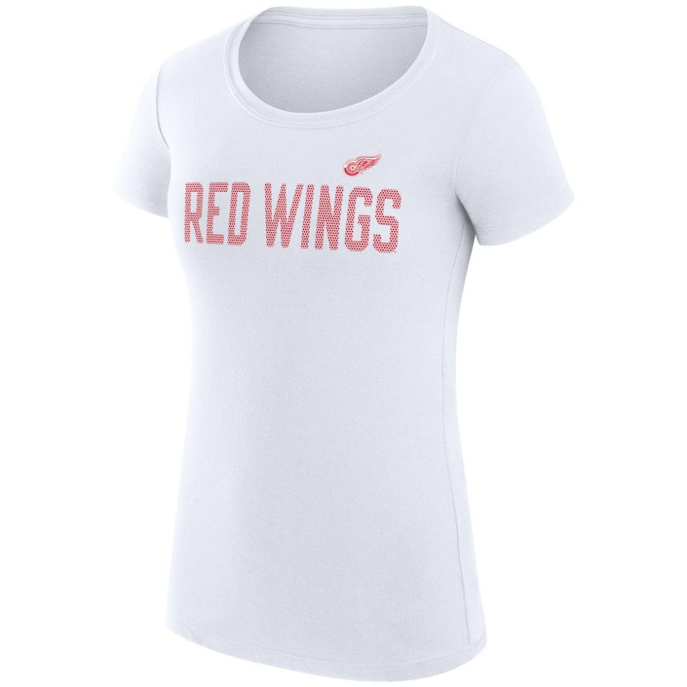 Detroit Red Wings - G-III 4Her by Carl Banks Women's Super-Slim Fit Lightweight Dot Print Team T-Shirt White