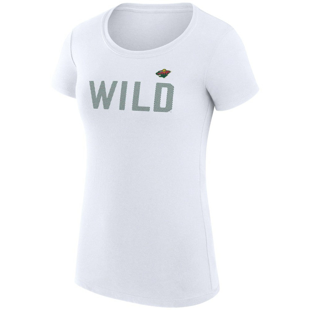 Minnesota Wild - G-III 4Her by Carl Banks Women's Super-Slim Fit Lightweight Dot Print Team T-Shirt White