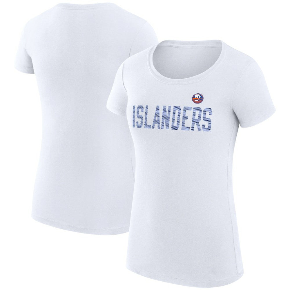 New York Islanders - G-III 4Her by Carl Banks Women's Super-Slim Fit Lightweight Dot Print Team T-Shirt White