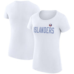 New York Islanders - G-III 4Her by Carl Banks Women's Super-Slim Fit Lightweight Dot Print Team T-Shirt White