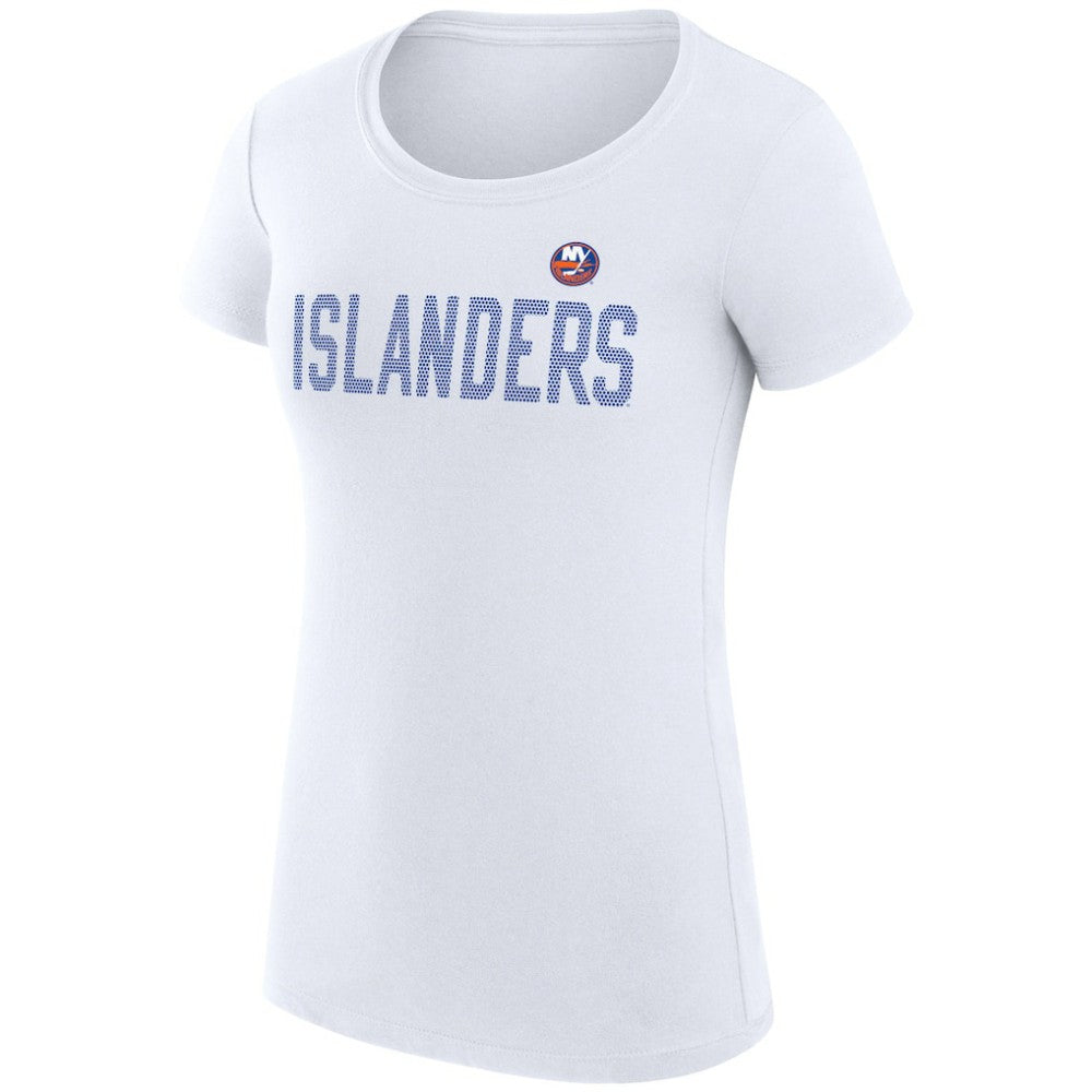 New York Islanders - G-III 4Her by Carl Banks Women's Super-Slim Fit Lightweight Dot Print Team T-Shirt White