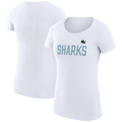 San Jose Sharks - G-III 4Her by Carl Banks Women's Super-Slim Fit Lightweight Dot Print Team T-Shirt White