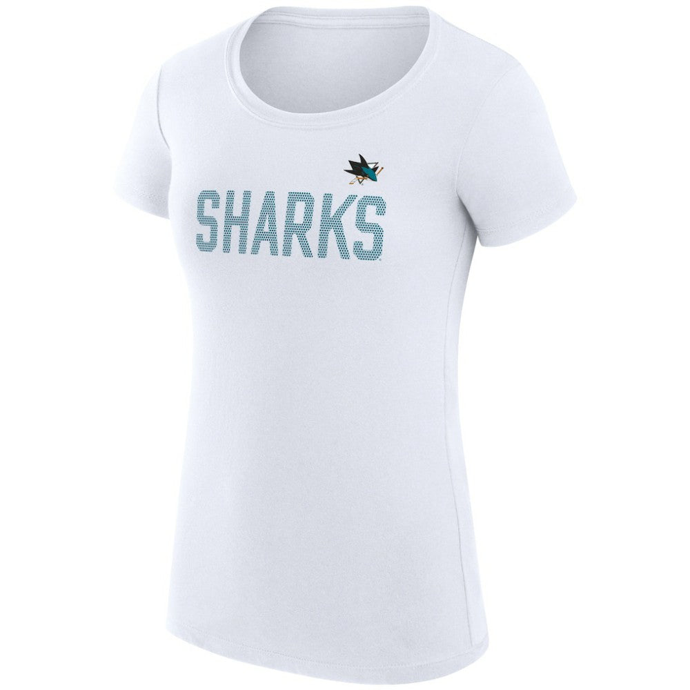 San Jose Sharks - G-III 4Her by Carl Banks Women's Super-Slim Fit Lightweight Dot Print Team T-Shirt White