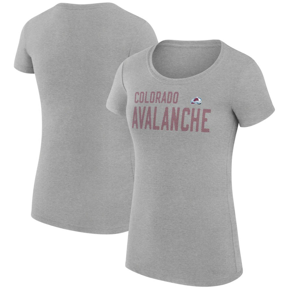 Colorado Avalanche - G-III 4Her by Carl Banks Women's Super-Slim Fit Lightweight Dot Print Team T-Shirt Heather Gray