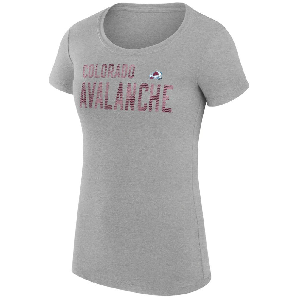 Colorado Avalanche - G-III 4Her by Carl Banks Women's Super-Slim Fit Lightweight Dot Print Team T-Shirt Heather Gray
