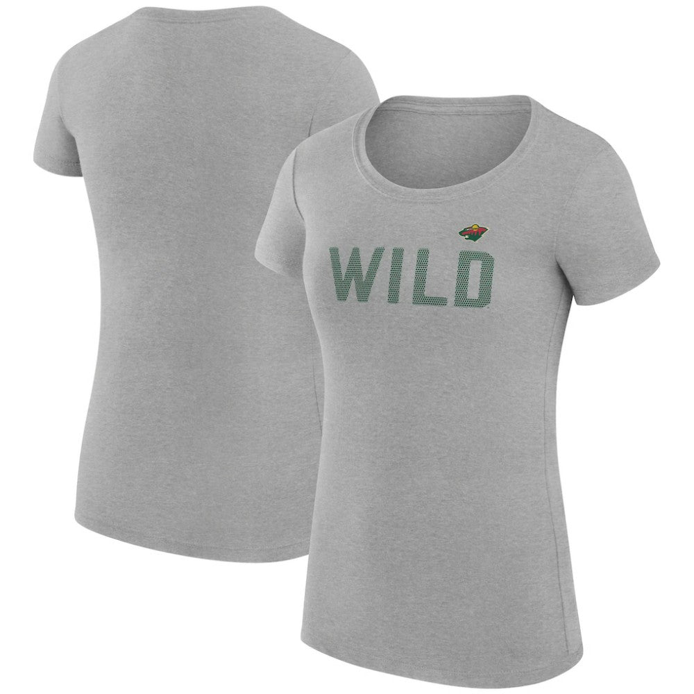 Minnesota Wild - G-III 4Her by Carl Banks Women's Super-Slim Fit Lightweight Dot Print Team T-Shirt Heather Gray