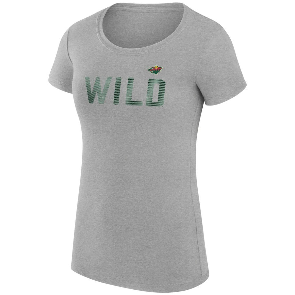 Minnesota Wild - G-III 4Her by Carl Banks Women's Super-Slim Fit Lightweight Dot Print Team T-Shirt Heather Gray