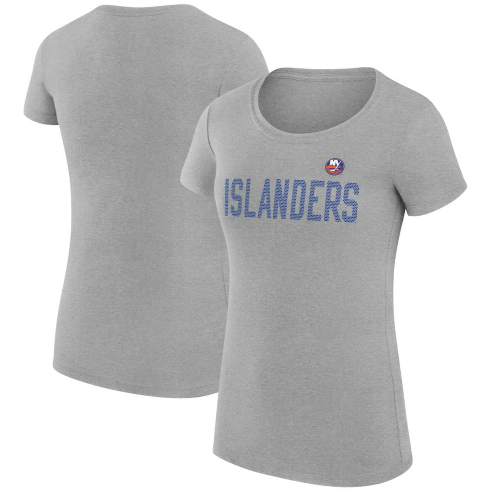 New York Islanders - G-III 4Her by Carl Banks Women's Super-Slim Fit Lightweight Dot Print Team T-Shirt Heather Gray