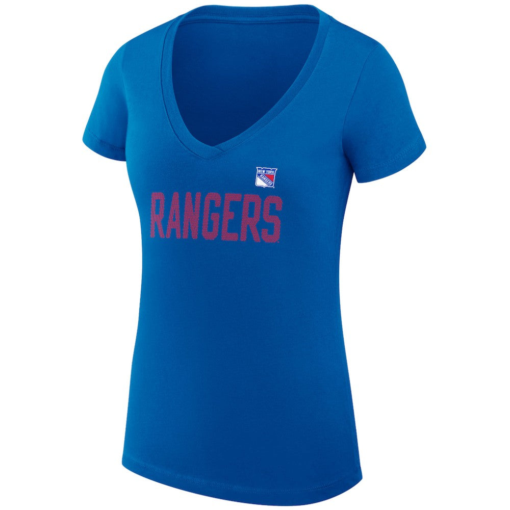 New York Rangers G-III 4Her by Carl Banks Women's Super-Slim Fit Lightweight Dot Print Team V-Neck T-Shirt Blue