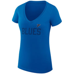 St. Louis Blues - G-III 4Her by Carl Banks Women's Super-Slim Fit Lightweight Dot Print Team V-Neck T-Shirt Blue