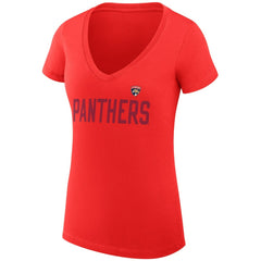 Florida Panthers - G-III 4Her by Carl Banks Women's Super-Slim Fit Lightweight Dot Print Team V-Neck T-Shirt Red