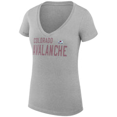 Colorado Avalanche - G-III 4Her by Carl Banks Women's Super-Slim Fit Lightweight Dot Print Team V-Neck T-Shirt Heather Gray