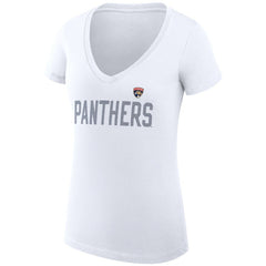 Florida Panthers - G-III 4Her by Carl Banks Women's Super-Slim Fit Lightweight Dot Print Team V-Neck T-Shirt White