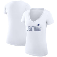 Tampa Bay Lightning - G-III 4Her by Carl Banks Women's Super-Slim Fit Lightweight Dot Print Team V-Neck T-Shirt White