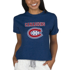 Montreal Canadiens - Concepts Sport Women's Tri-Blend Mainstream Terry Short Sleeve Sweatshirt Top Navy