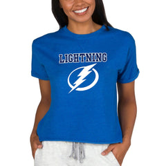Tampa Bay Lightning - Concepts Sport Women's Tri-Blend Mainstream Terry Short Sleeve Sweatshirt Top Royal