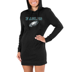 Philadelphia Eagles Concepts Sport Women's Gather Long Sleeve Hoodie Nightshirt Black - NFL