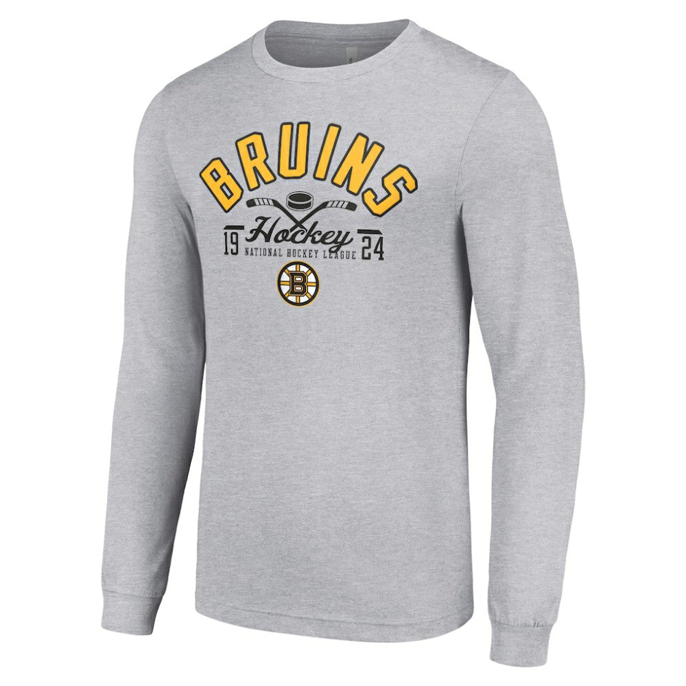 Boston Bruins Starter Puck Long Sleeve T-Shirt Heather Gray
