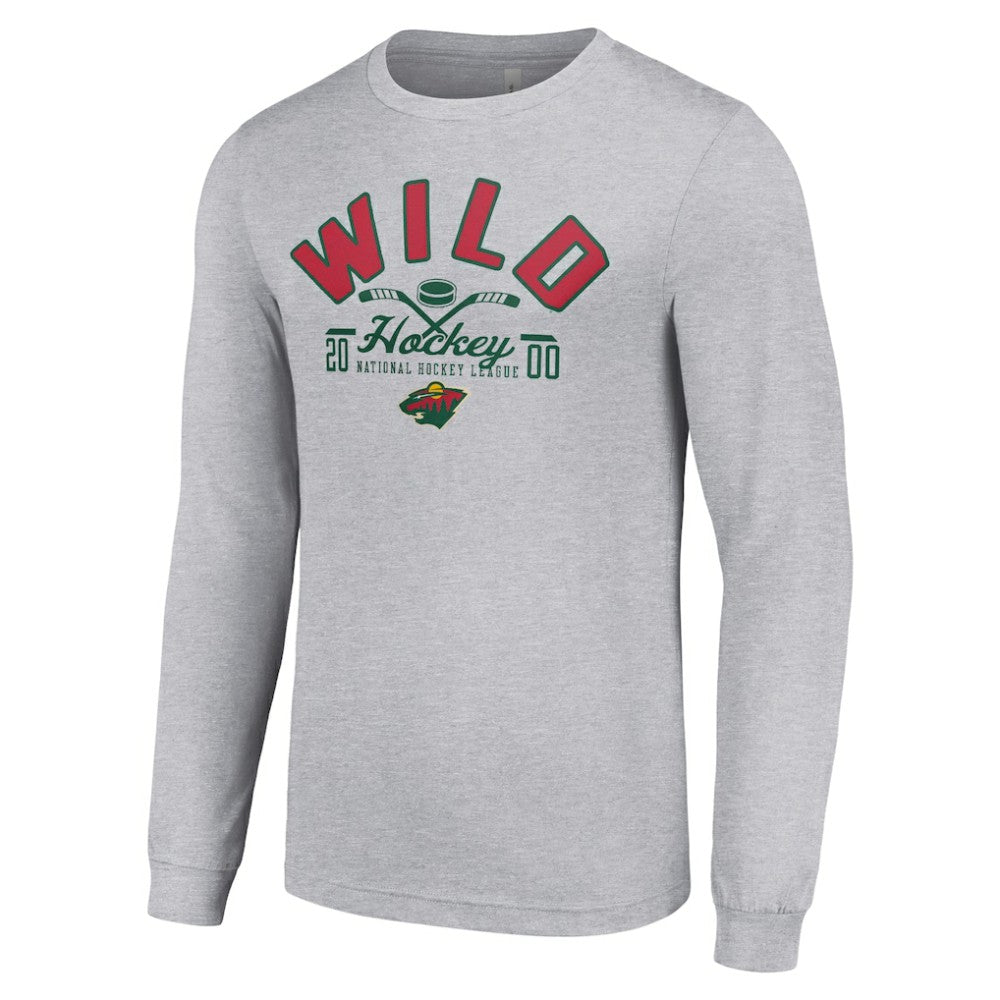 Minnesota Wild - Starter Puck Long Sleeve T-Shirt Heather Gray