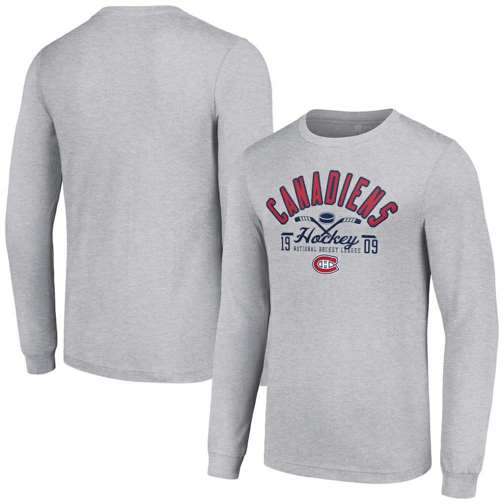 Montreal Canadiens - Starter Puck Long Sleeve T-Shirt Heather Gray