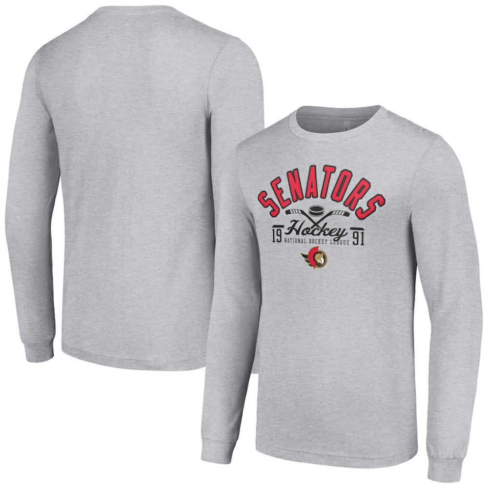 Ottawa Senators - Starter Puck Long Sleeve T-Shirt Heather Gray