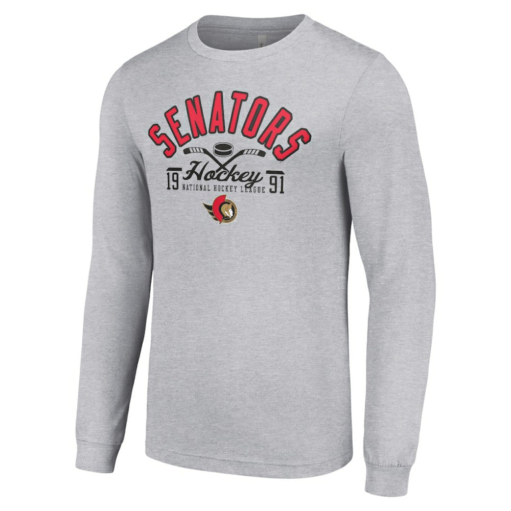 Ottawa Senators - Starter Puck Long Sleeve T-Shirt Heather Gray