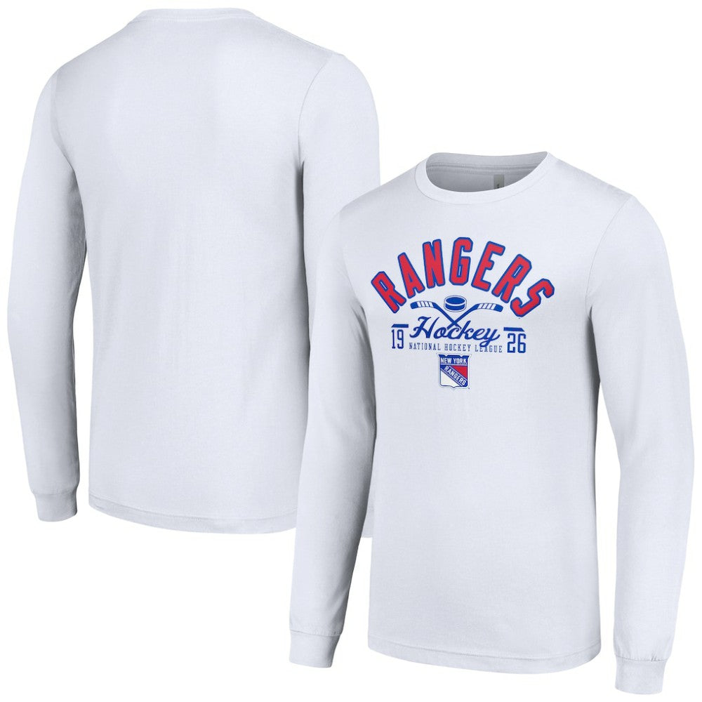 New York Rangers Starter Puck Long Sleeve T-Shirt White