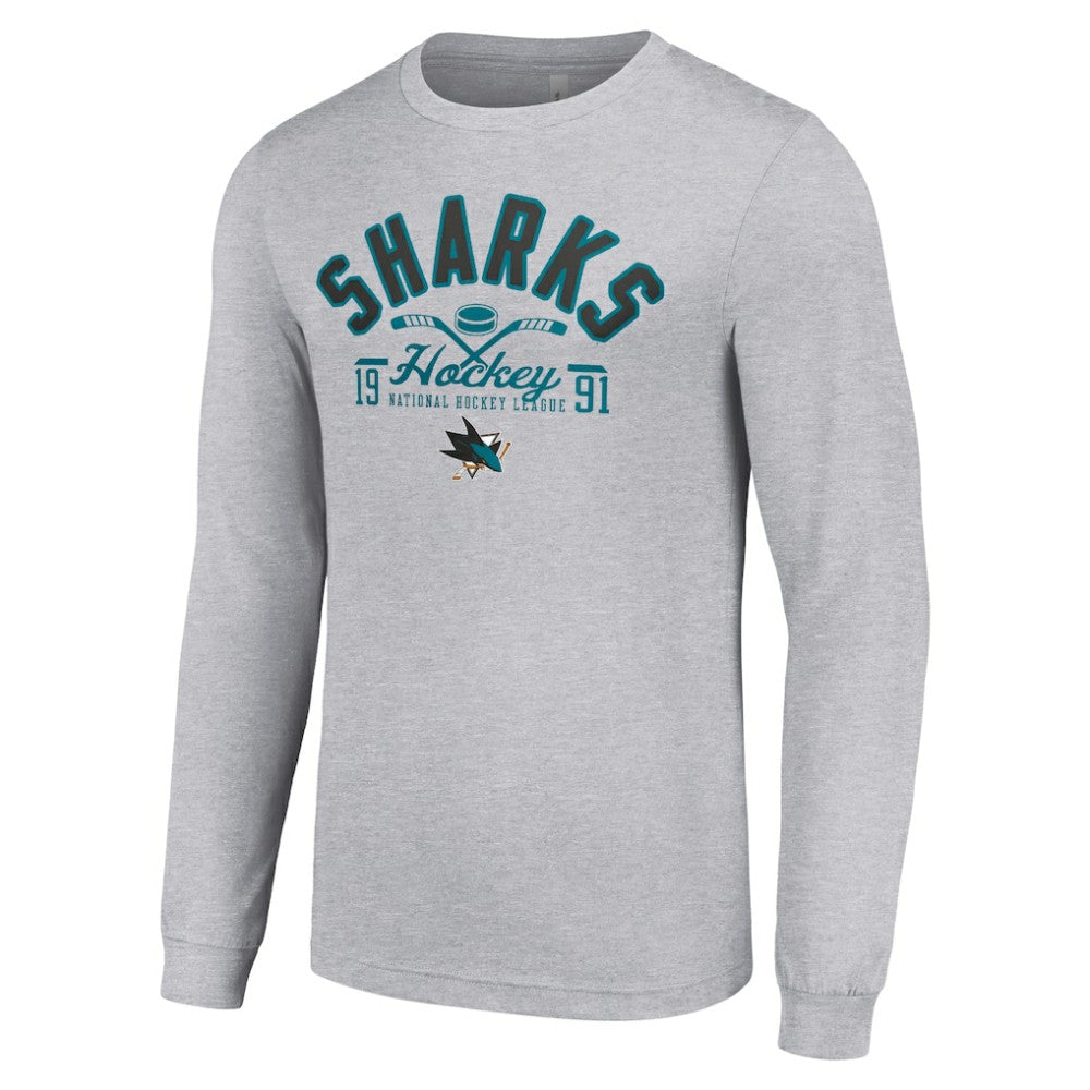 San Jose Sharks - Starter Puck Long Sleeve T-Shirt Heather Gray