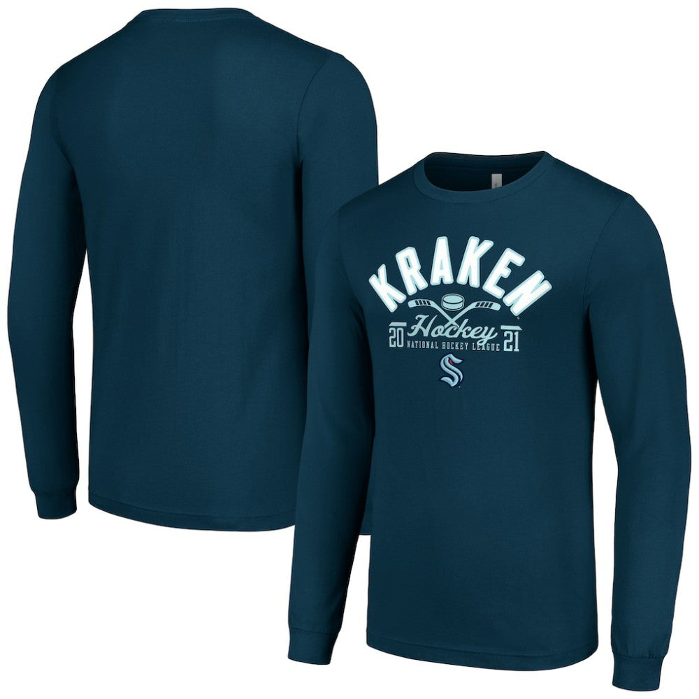 Seattle Kraken Starter Puck Long Sleeve T-Shirt Deep Sea Blue