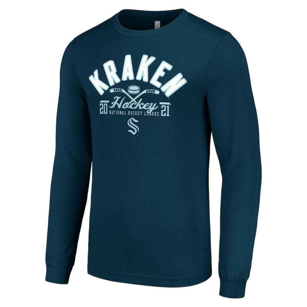 Seattle Kraken Starter Puck Long Sleeve T-Shirt Deep Sea Blue