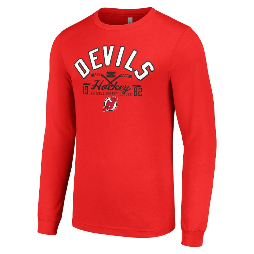 New Jersey Devils - Starter Puck Long Sleeve T-Shirt Red