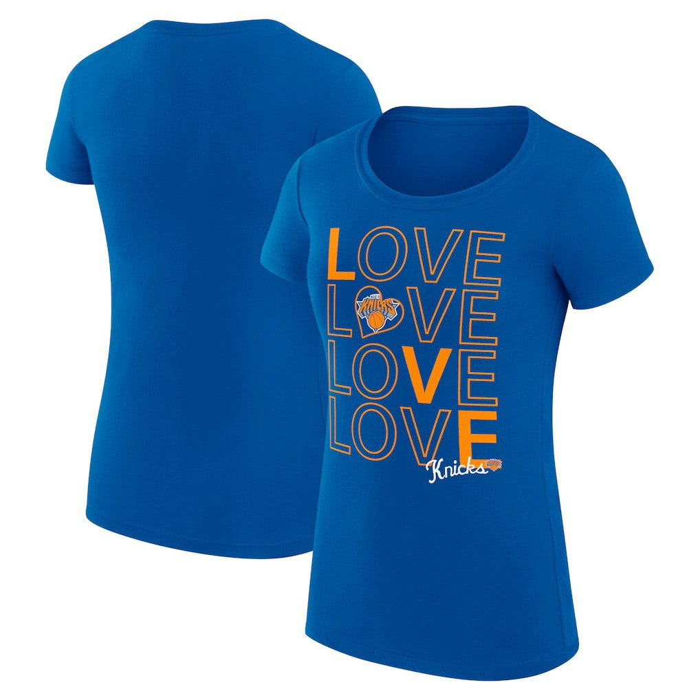 NBA - New York Knicks G-III 4Her by Carl Banks Women's Super-Slim Fit Lightweight Basketball Love T-Shirt - Royal