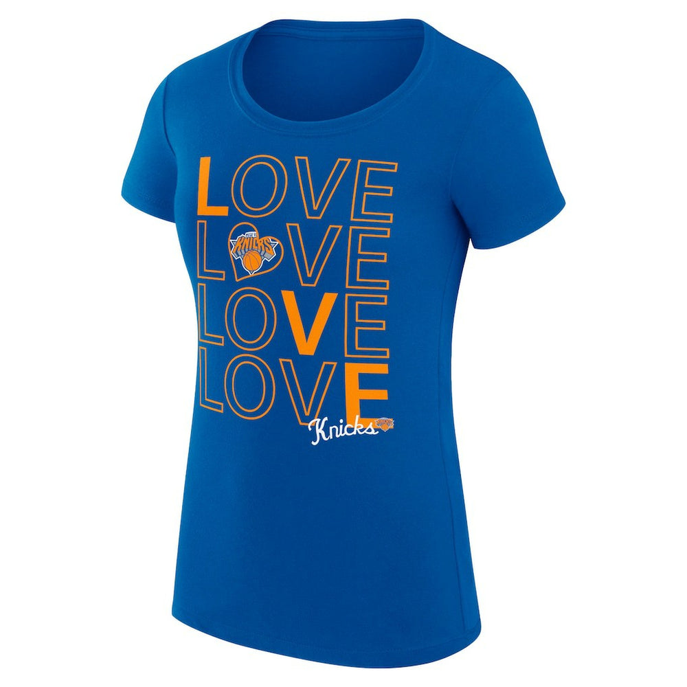 NBA - New York Knicks G-III 4Her by Carl Banks Women's Super-Slim Fit Lightweight Basketball Love T-Shirt - Royal