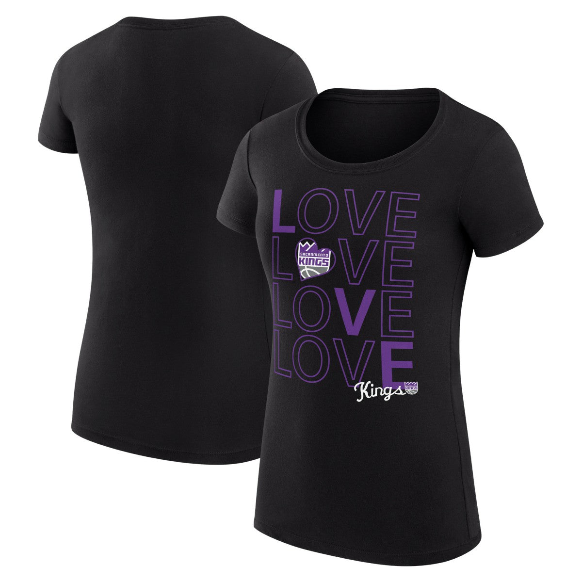 NBA - Sacramento Kings G-III 4Her by Carl Banks Women's Super-Slim Fit Lightweight Basketball Love T-Shirt - Black